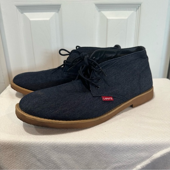 Levi's Mens Sz 11 Comfort Brawley Denim Dress Lace Up Shoe Preppy - Picture 1 of 10